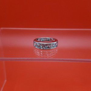Size 6 Silver Tone Chunky Channel Cubic Zirconia Gems Ring